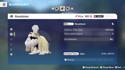 Pokemon Legends ZA Alpha Shiny Houndstone 6IV-EV Trained