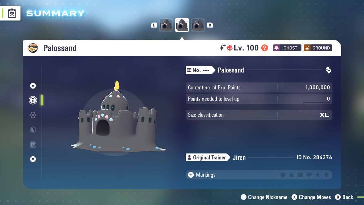 Pokemon Legends ZA Alpha Shiny Palossand 6IV-EV Trained