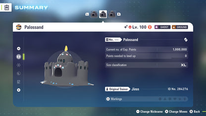 Pokemon Legends ZA Alpha Shiny Palossand 6IV-EV Trained