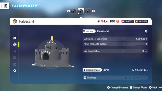 Pokemon Legends ZA Alpha Shiny Palossand 6IV-EV Trained