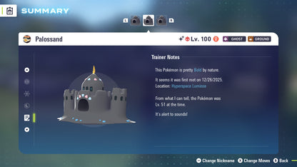 Pokemon Legends ZA Alpha Shiny Palossand 6IV-EV Trained