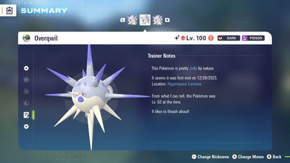 Pokemon Legends ZA Alpha Shiny Overqwil 6IV-EV Trained