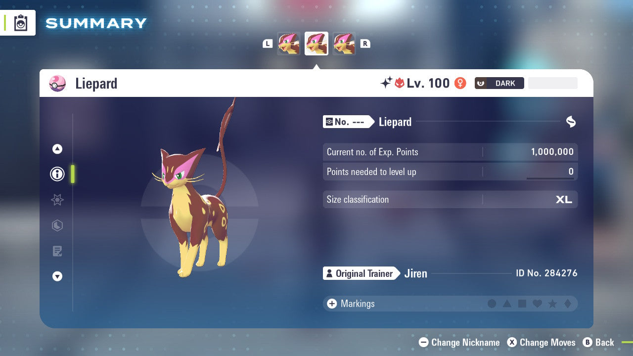 Pokemon Legends ZA Alpha Shiny Liepard 6IV-EV Trained