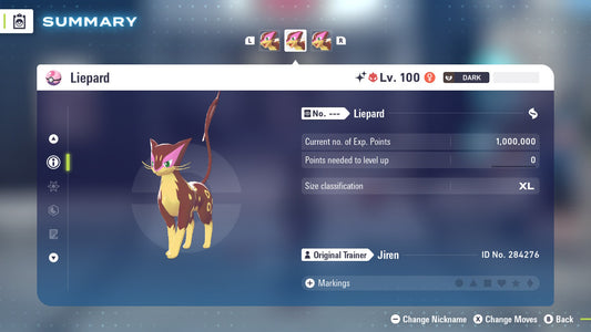 Pokemon Legends ZA Alpha Shiny Liepard 6IV-EV Trained