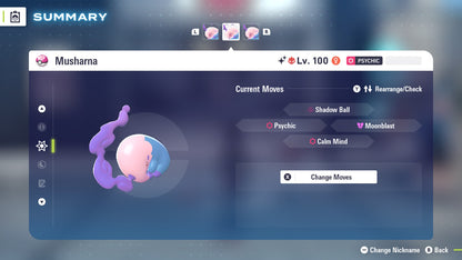 Pokemon Legends ZA Alpha Shiny Musharna 6IV-EV Trained