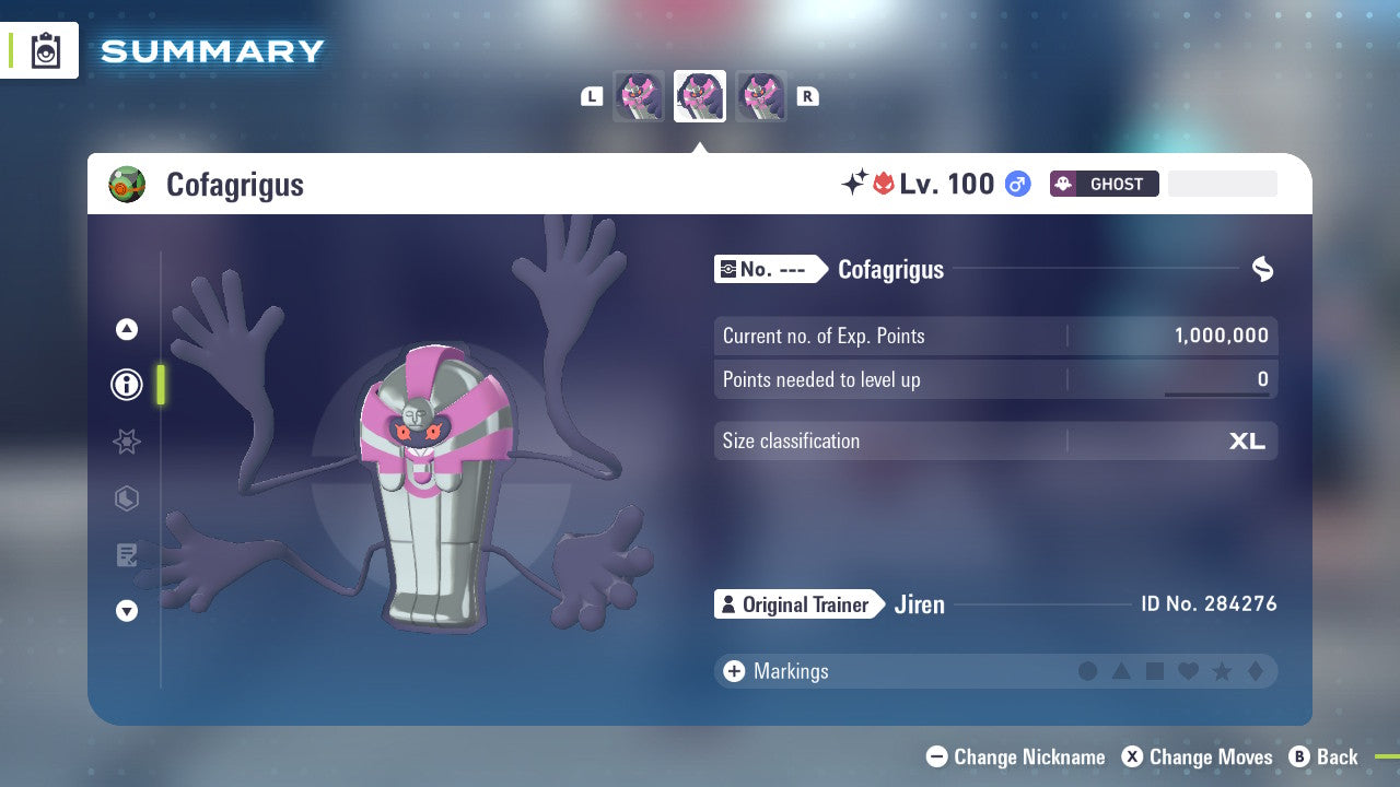 Pokemon Legends ZA Alpha Shiny Cofagrigus 6IV-EV Trained