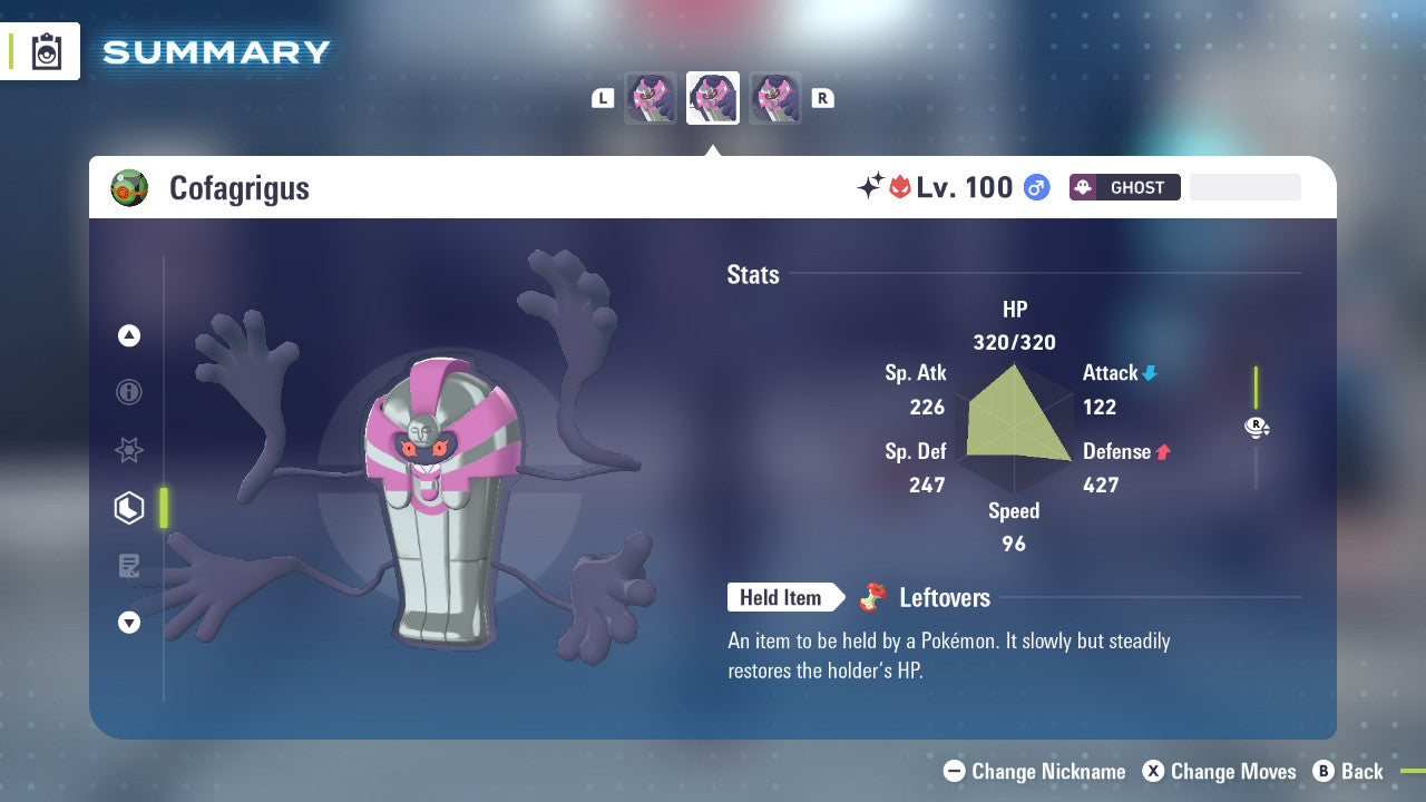 Pokemon Legends ZA Alpha Shiny Cofagrigus 6IV-EV Trained