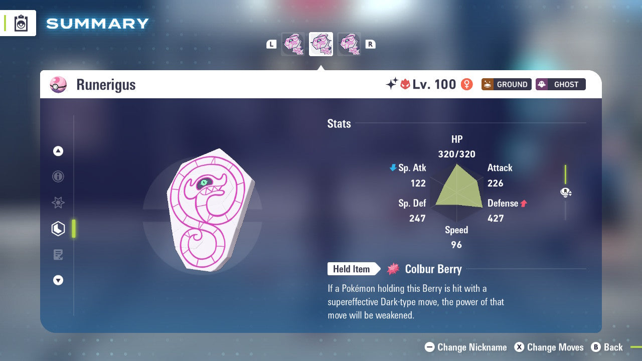 Pokemon Legends ZA Alpha Shiny Runerigus 6IV-EV Trained