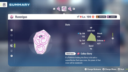 Pokemon Legends ZA Alpha Shiny Runerigus 6IV-EV Trained