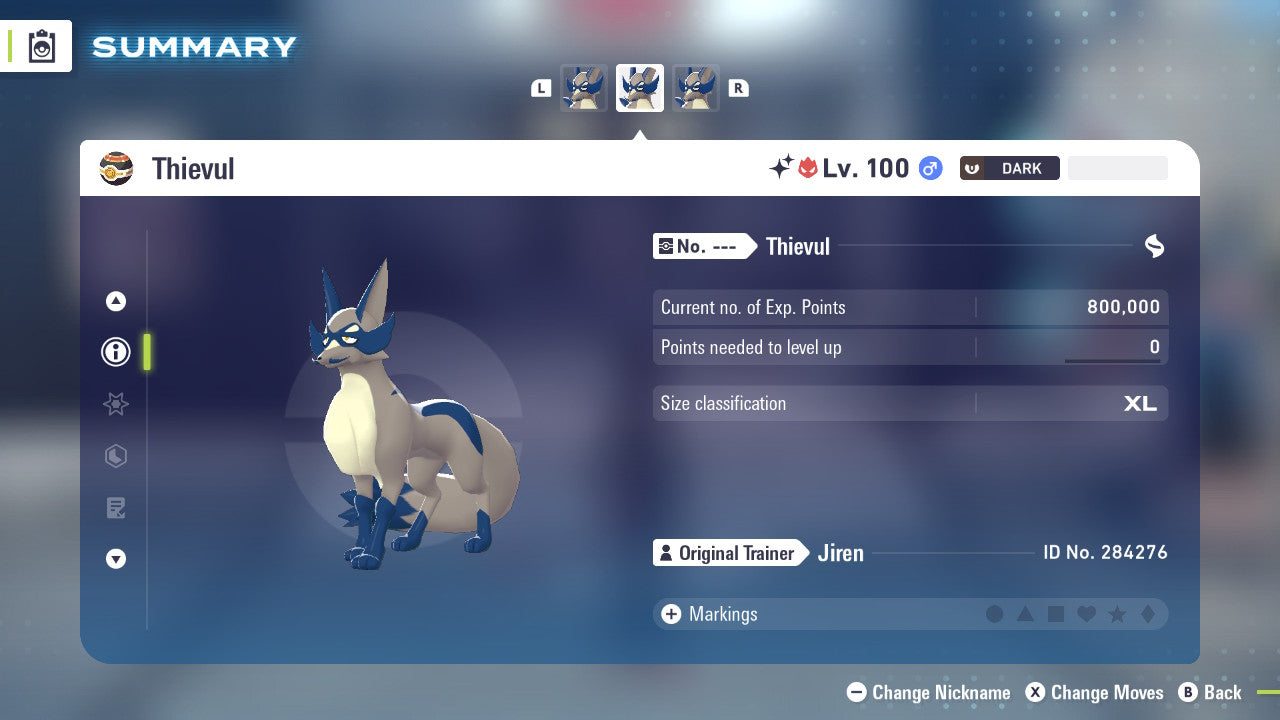 Pokemon Legends ZA Alpha Shiny Thievul 6IV-EV Trained