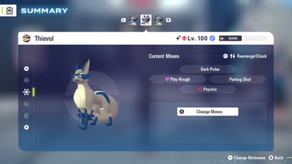 Pokemon Legends ZA Alpha Shiny Thievul 6IV-EV Trained