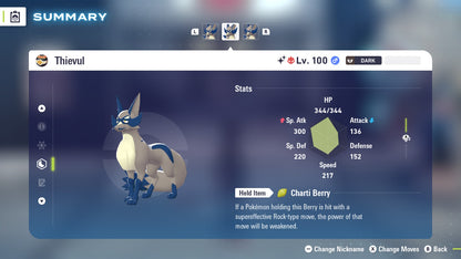 Pokemon Legends ZA Alpha Shiny Thievul 6IV-EV Trained