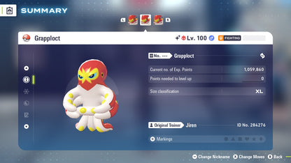 Pokemon Legends ZA Alpha Shiny Grapploct 6IV-EV Trained