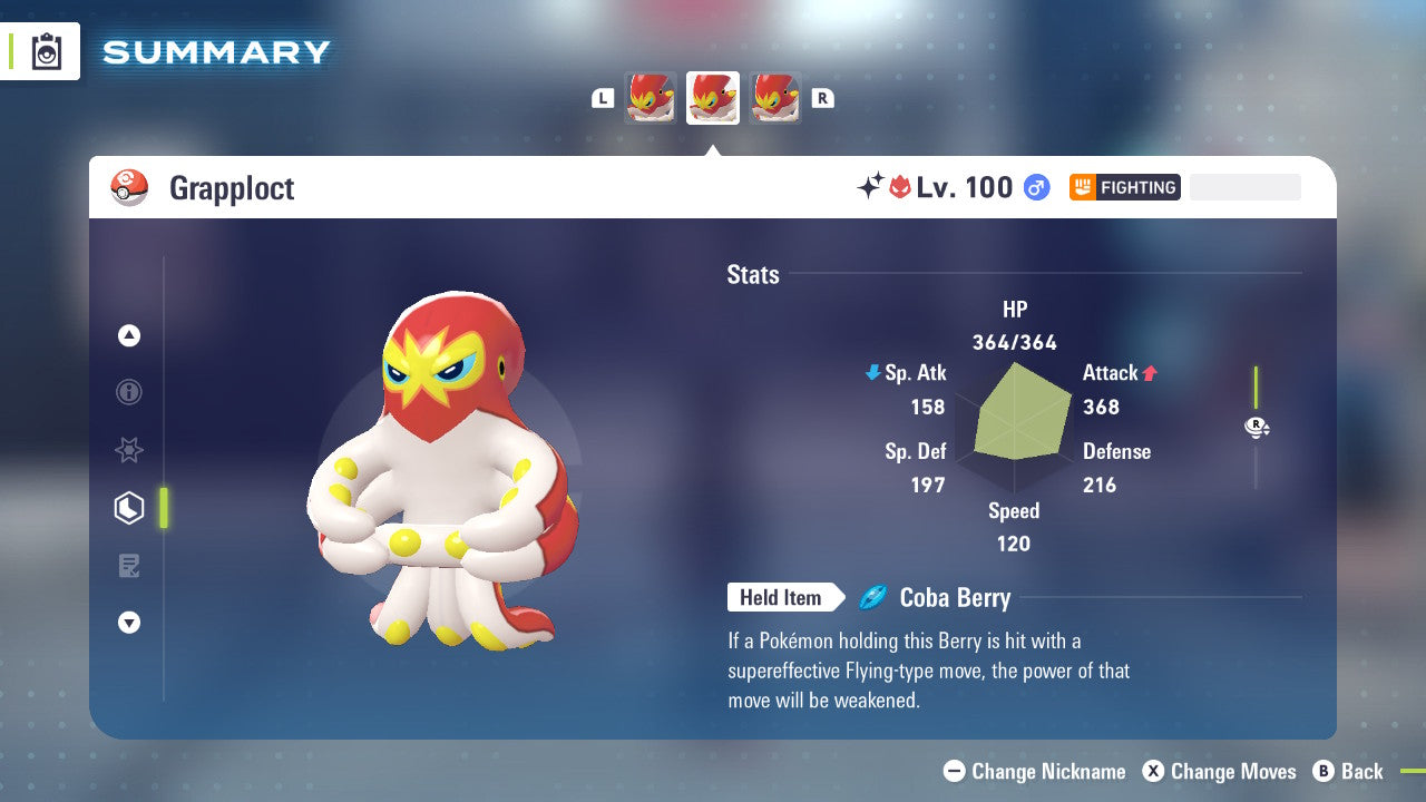 Pokemon Legends ZA Alpha Shiny Grapploct 6IV-EV Trained