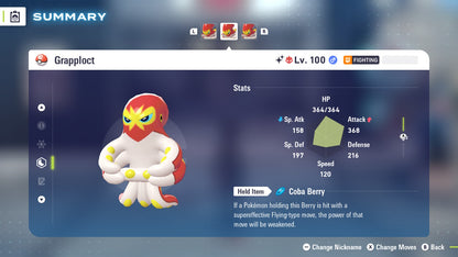 Pokemon Legends ZA Alpha Shiny Grapploct 6IV-EV Trained