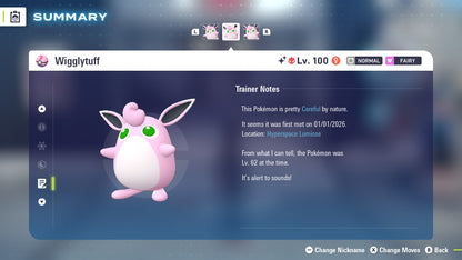 Pokemon Legends ZA Alpha Shiny Wigglytuff 6IV-EV Trained