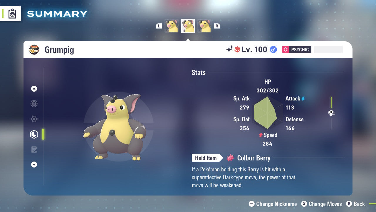 Pokemon Legends ZA Alpha Shiny Grumpig 6IV-EV Trained