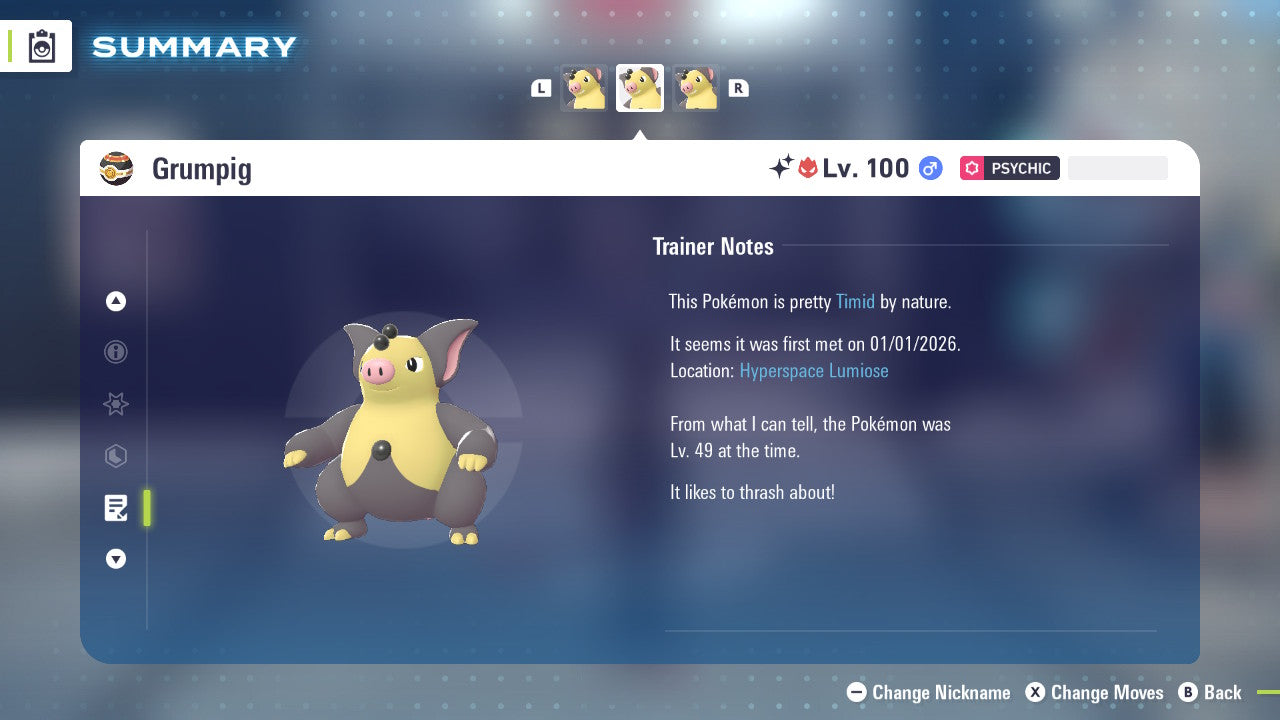 Pokemon Legends ZA Alpha Shiny Grumpig 6IV-EV Trained