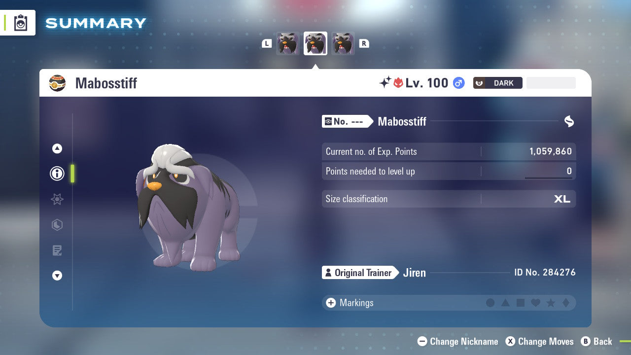 Pokemon Legends ZA Alpha Shiny Mabosstiff 6IV-EV Trained