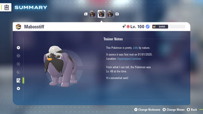 Pokemon Legends ZA Alpha Shiny Mabosstiff 6IV-EV Trained