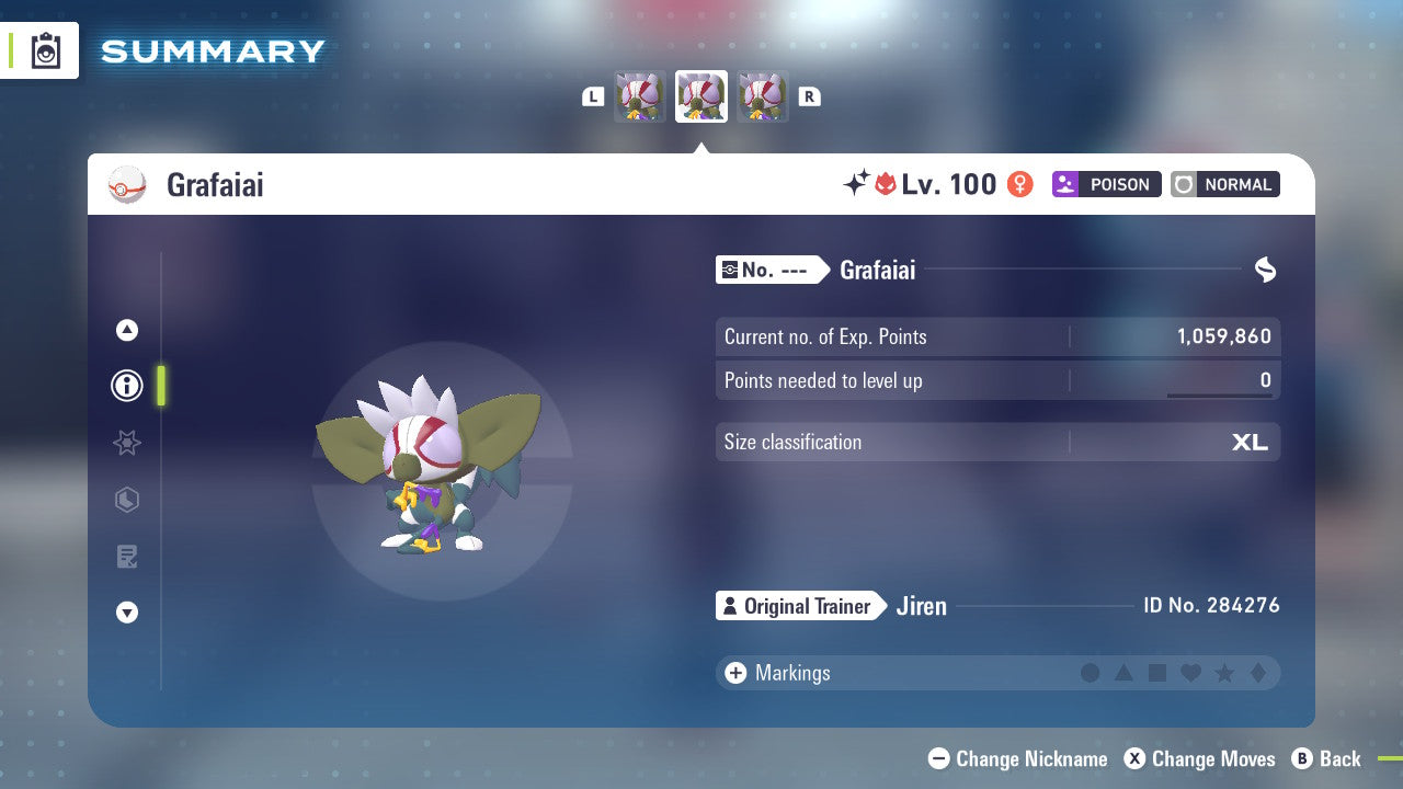 Pokemon Legends ZA Alpha Shiny Grafaiai 6IV-EV Trained