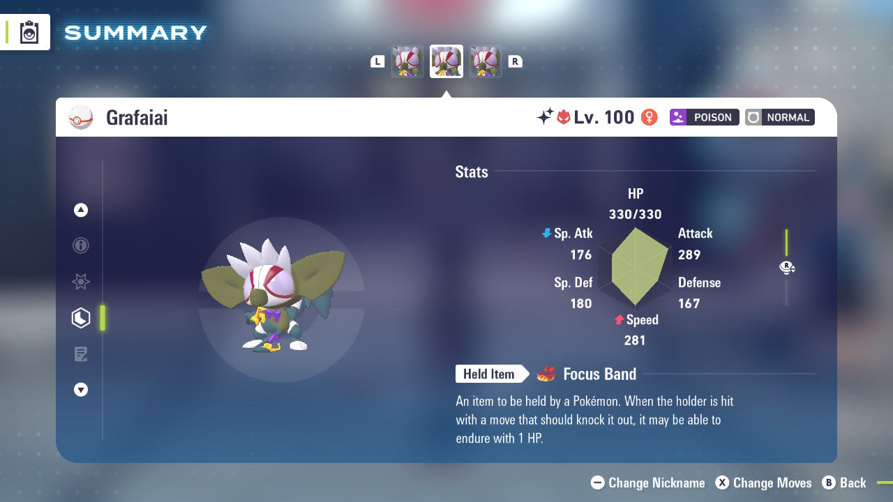 Pokemon Legends ZA Alpha Shiny Grafaiai 6IV-EV Trained