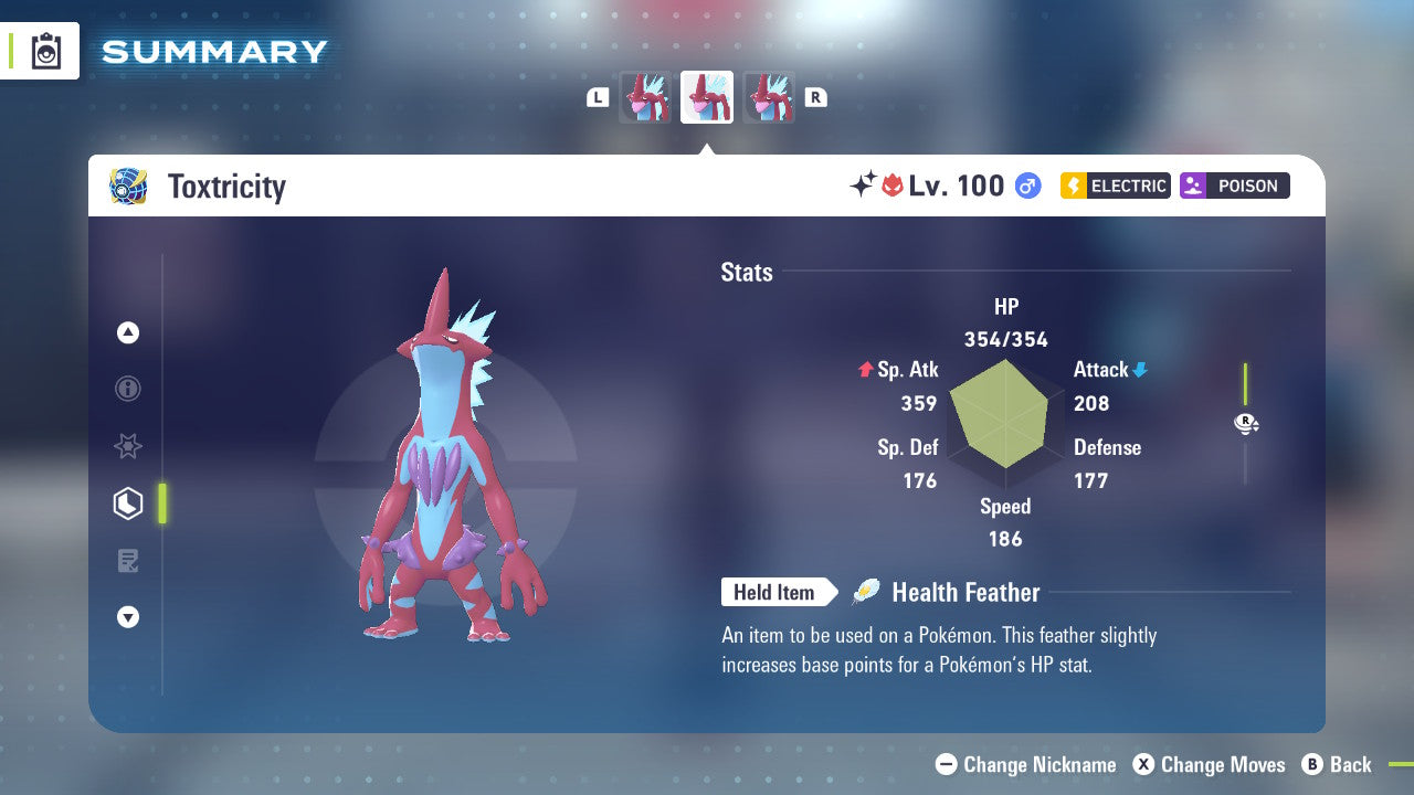 Pokemon Legends ZA Alpha Shiny Toxtricity-Low-Key 6IV-EV Trained