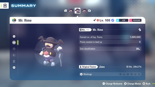 Pokemon Legends ZA Alpha Shiny Mr. Rime 6IV-EV Trained