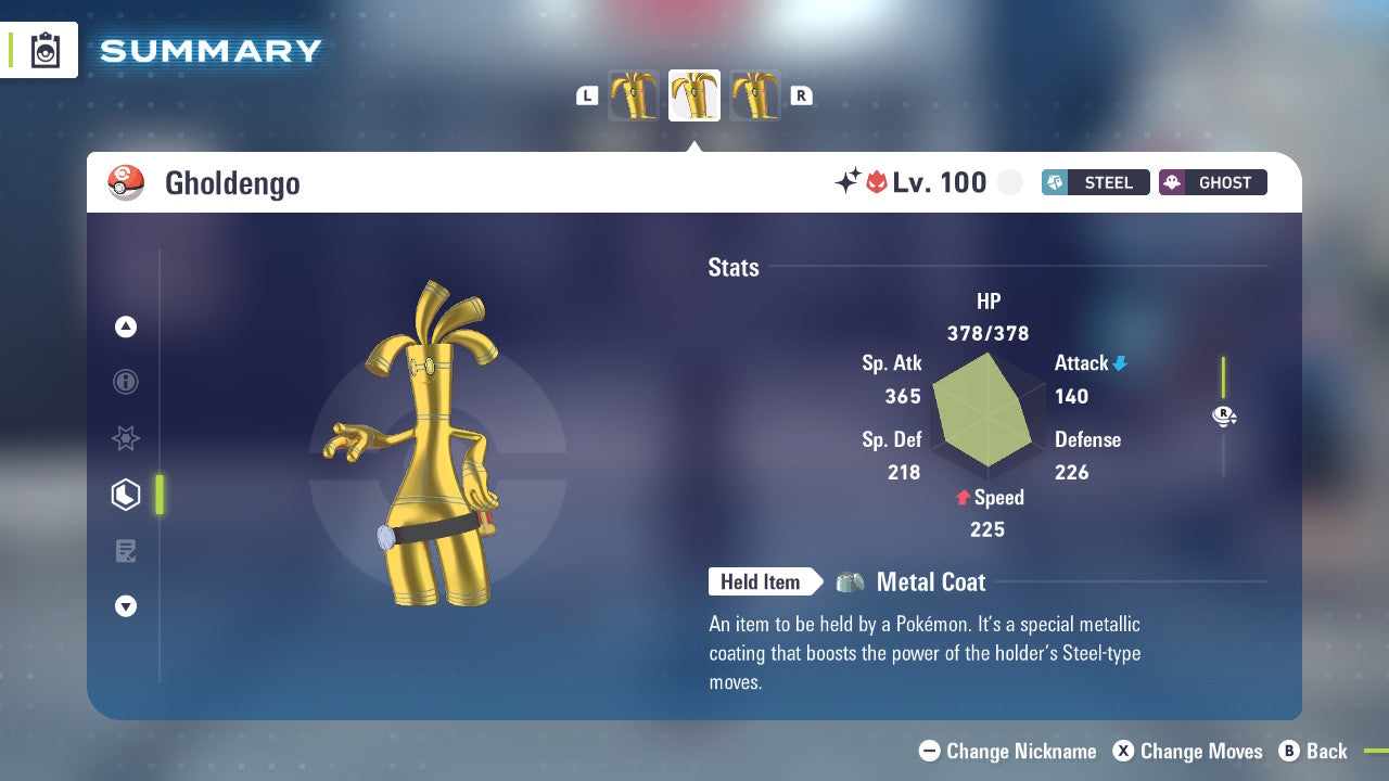 Pokemon Legends ZA Alpha Shiny Gholdengo 6IV-EV Trained