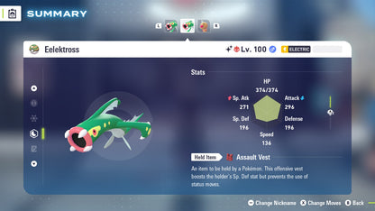 Pokemon Legends ZA Alpha Shiny Eelektross 6IV-EV Trained
