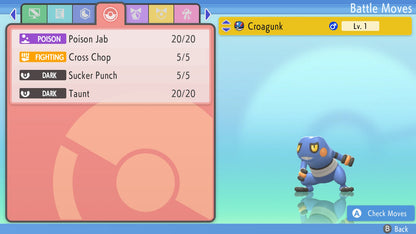 Pokemon Brilliant Diamond and Shining Pearl Croagunk 6IV-EV Trained - Pokemon4Ever