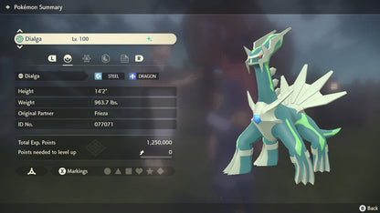 Pokemon Legends Arceus Shiny Dialga Max Effort Levels 6IV-EV Trained - Pokemon4Ever