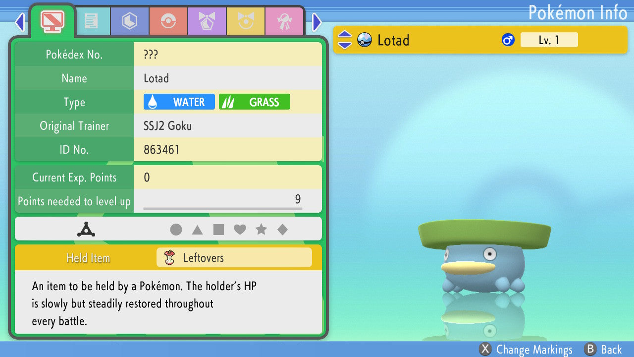 Pokemon Brilliant Diamond and Shining Pearl Lotad 6IV-EV Trained - Pokemon4Ever