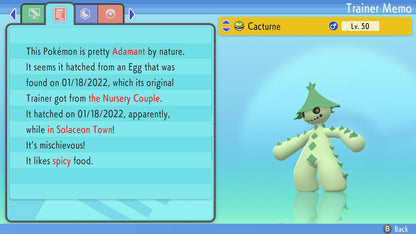 Pokemon Brilliant Diamond and Shining Pearl Cacturne 6IV-EV Trained - Pokemon4Ever