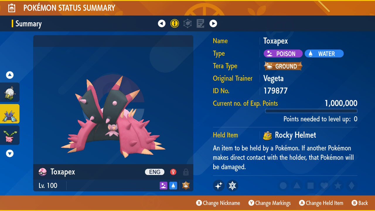 Pokemon Scarlet and Violet Shiny Toxapex 6IV-EV Trained - Pokemon4Ever