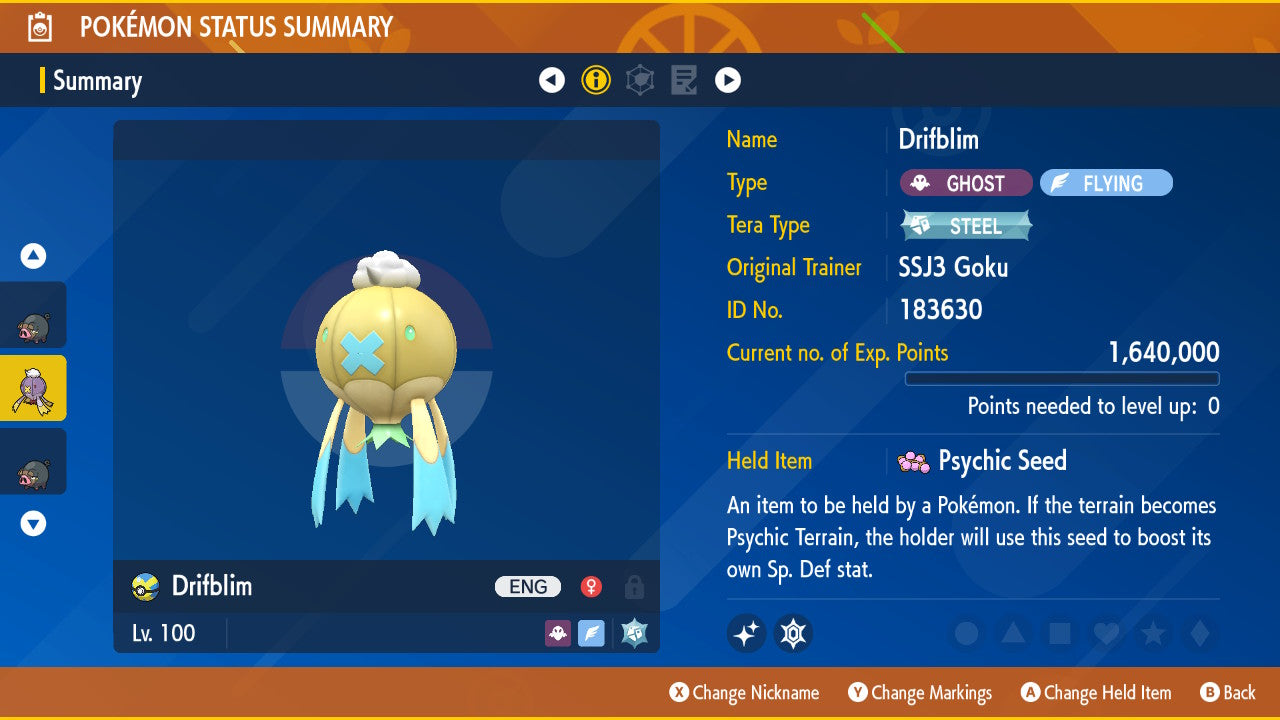 Pokemon Scarlet and Violet Shiny Drifblim 6IV-EV Trained - Pokemon4Ever