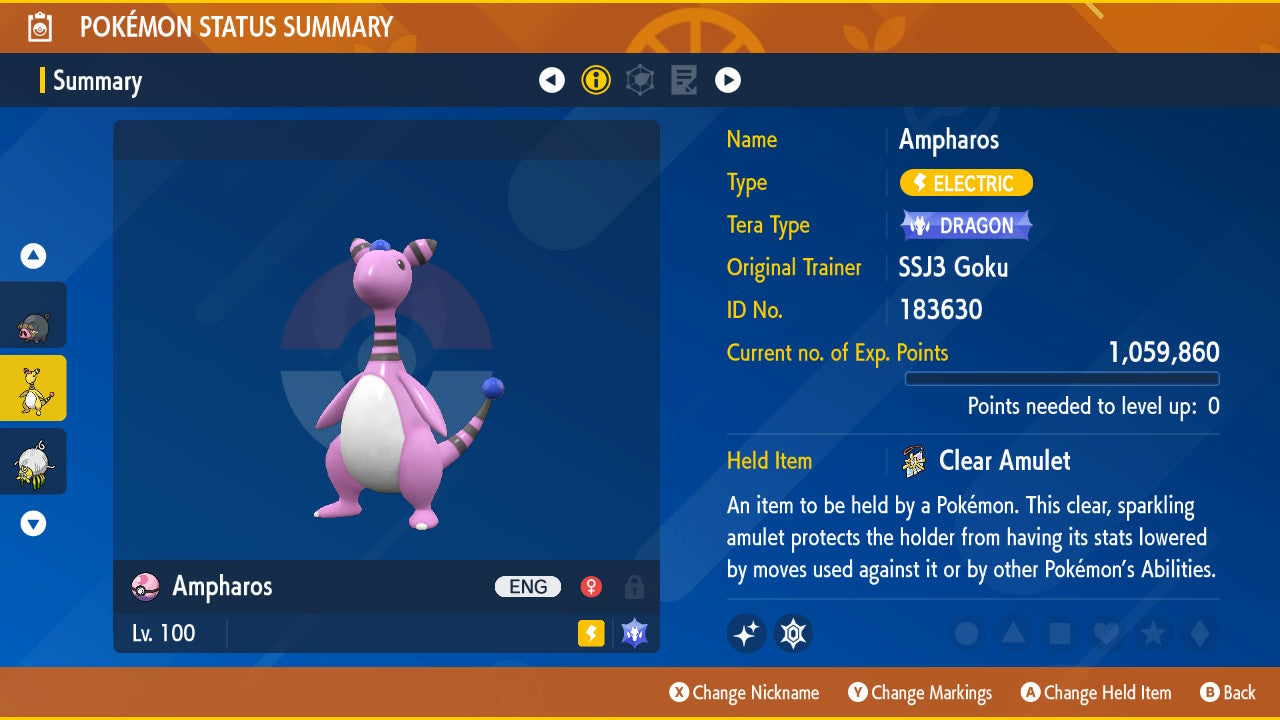 Pokemon Scarlet and Violet Shiny Ampharos 6IV-EV Trained - Pokemon4Ever