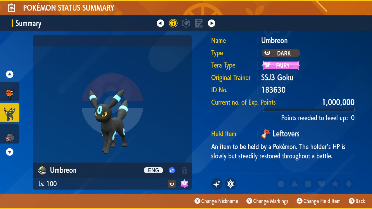 Pokemon Scarlet and Violet Shiny Umbreon 6IV-EV Trained - Pokemon4Ever