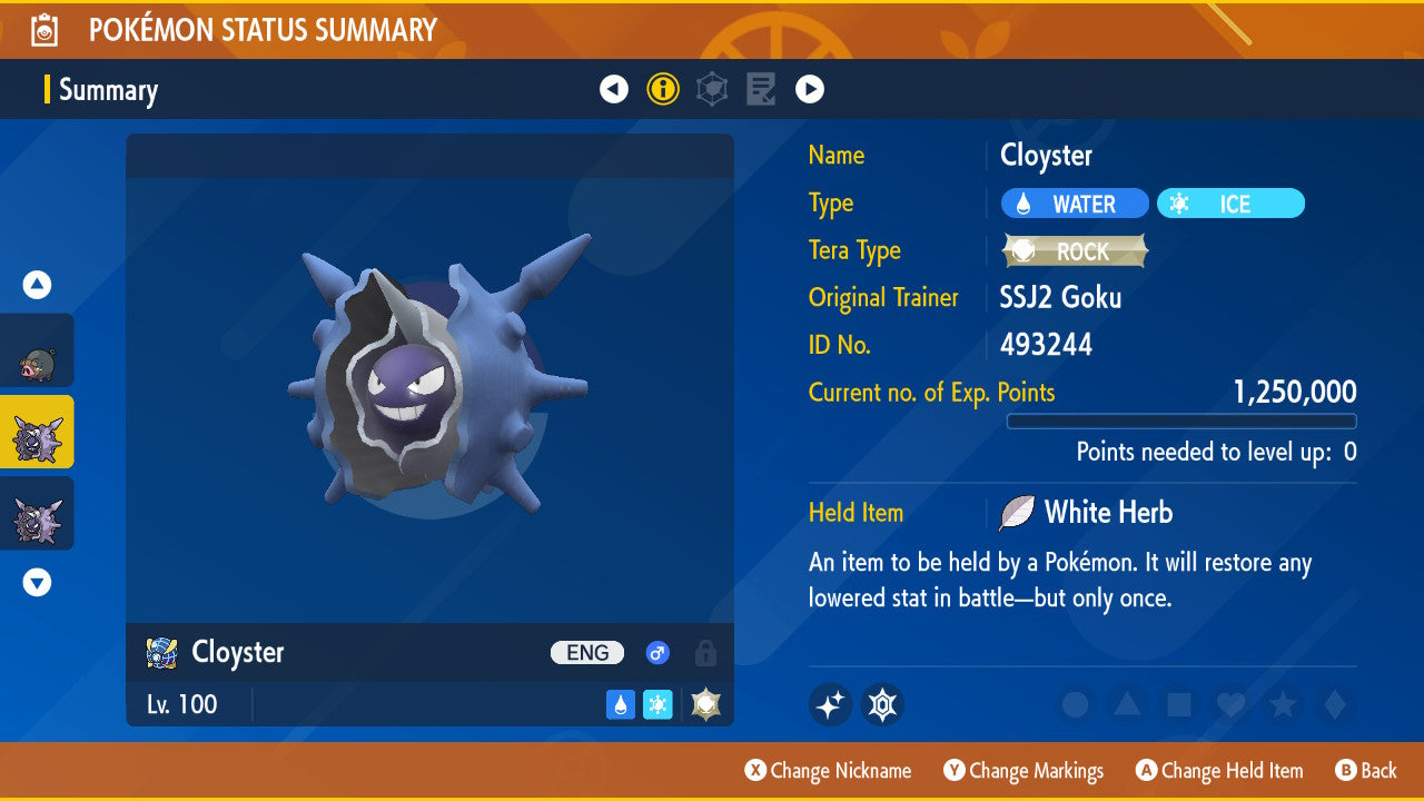 Pokemon Scarlet and Violet Shiny Cloyster 6IV-EV Trained - Pokemon4Ever