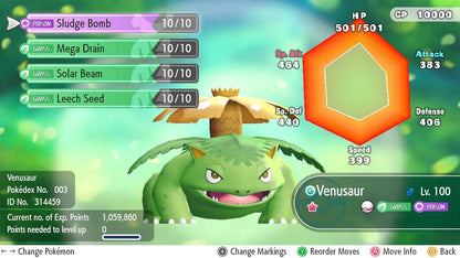 Pokemon Let's Go Shiny Venusaur 6IV-AV Trained - Pokemon4Ever
