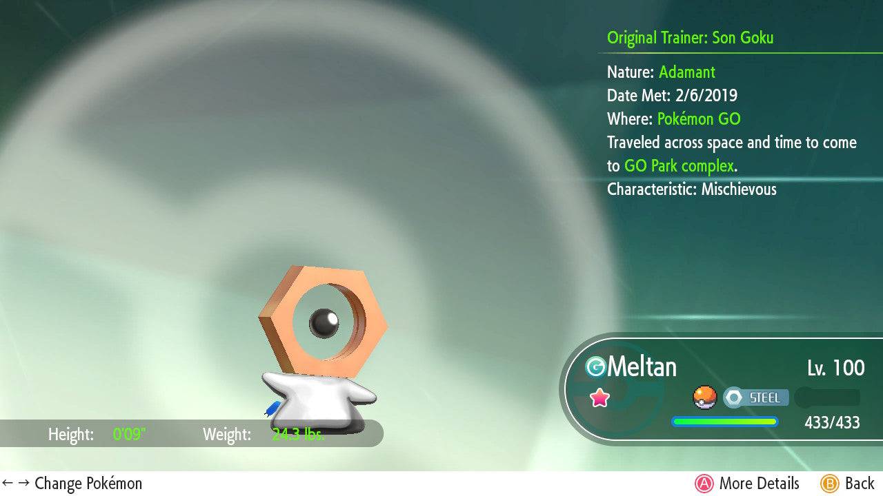 Pokemon Let's Go Shiny Meltan 6IV-AV Trained - Pokemon4Ever