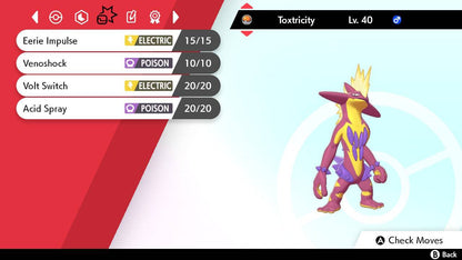 Pokemon Sword and Shield Shiny Amped-Form Toxtricity 6IV-EV Trained - Pokemon4Ever
