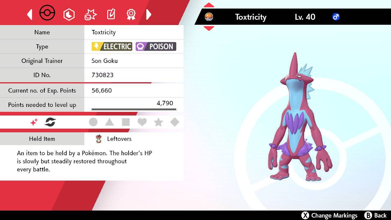 Pokemon Sword and Shield Shiny Toxtricity Low Key 6IV-EV Trained - Pokemon4Ever