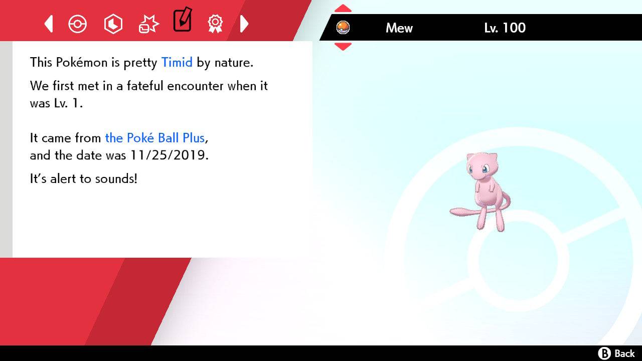 Pokemon Sword and Shield Pokeball Plus Mew 6IV-EV Trained - Pokemon4Ever