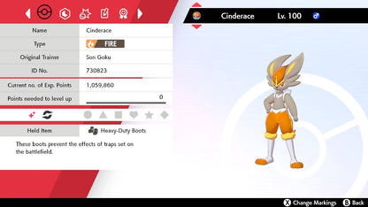 Pokemon Sword and Shield Ultra Shiny Cinderace 6IV-EV Trained - Pokemon4Ever