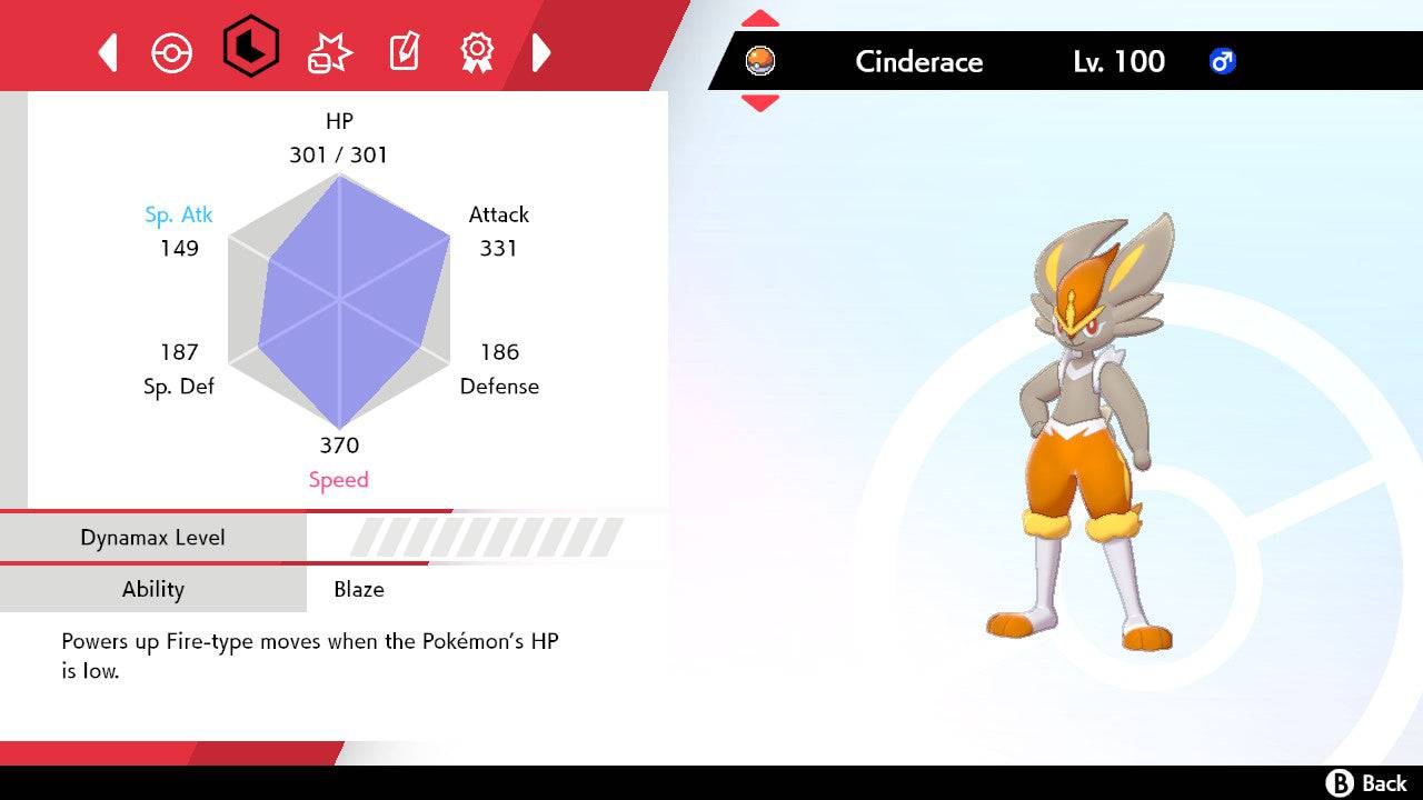 Pokemon Sword and Shield Ultra Shiny Cinderace 6IV-EV Trained - Pokemon4Ever