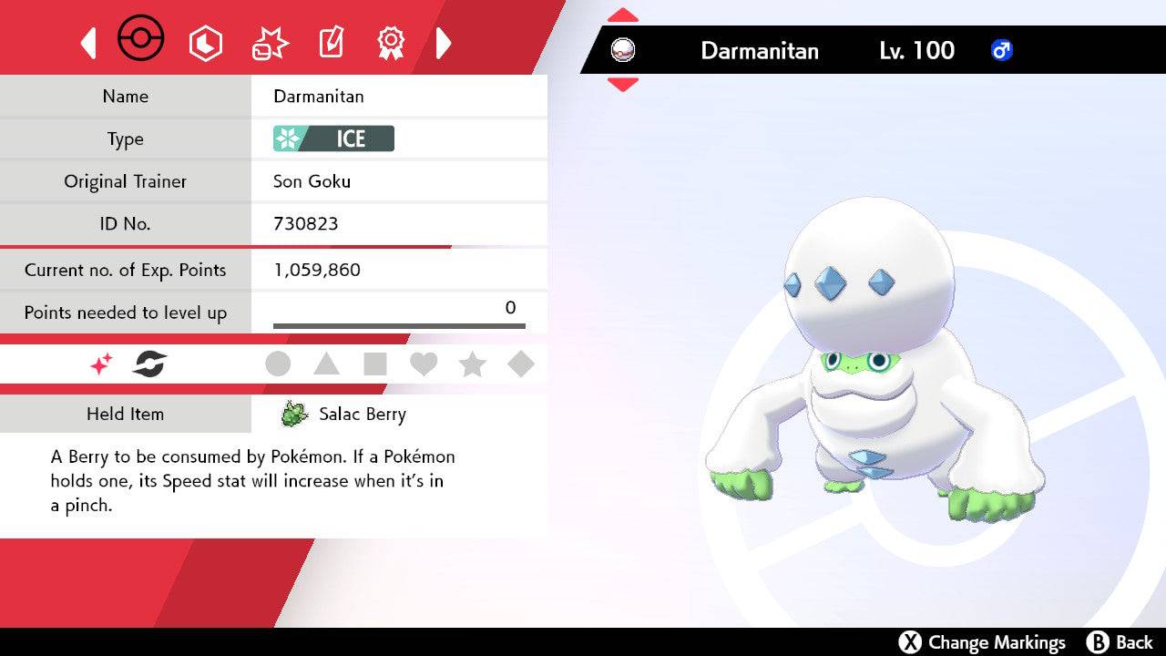 Pokemon Sword and Shield Ultra Shiny Galarian Darmanitan 6IV-EV Trained - Pokemon4Ever