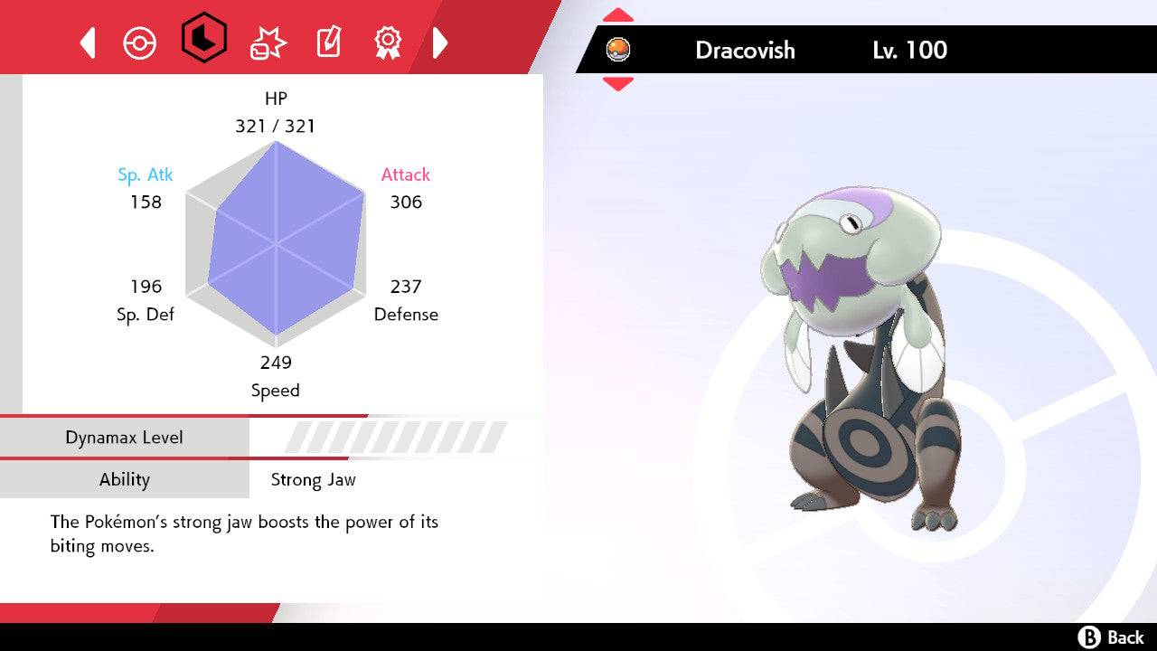 Pokemon Sword and Shield Ultra Shiny Dracovish 6IV-EV Trained