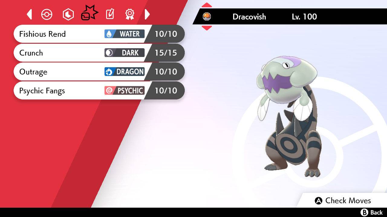 Pokemon Sword and Shield Ultra Shiny Dracovish 6IV-EV Trained