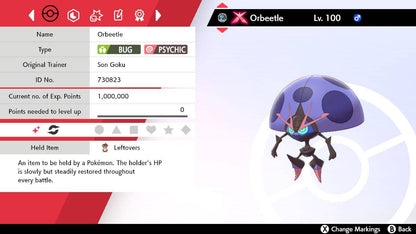 Pokemon Sword and Shield Shiny Gigantamax Orbeetle 6IV-EV Trained - Pokemon4Ever